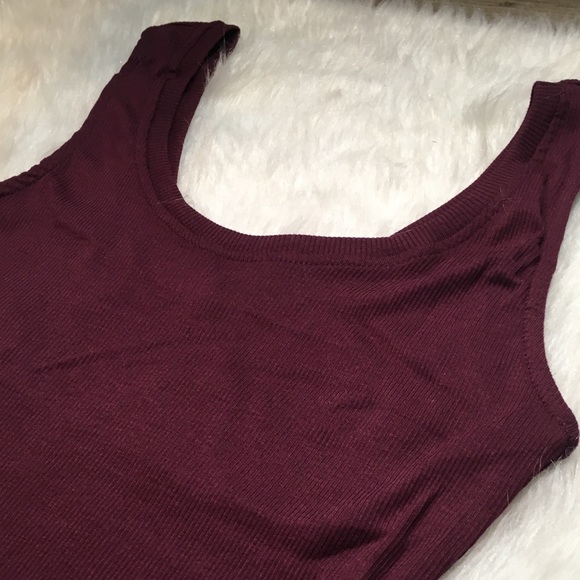 BURGUNDY RIBBED TANK DRESS - Picture 3 of 4